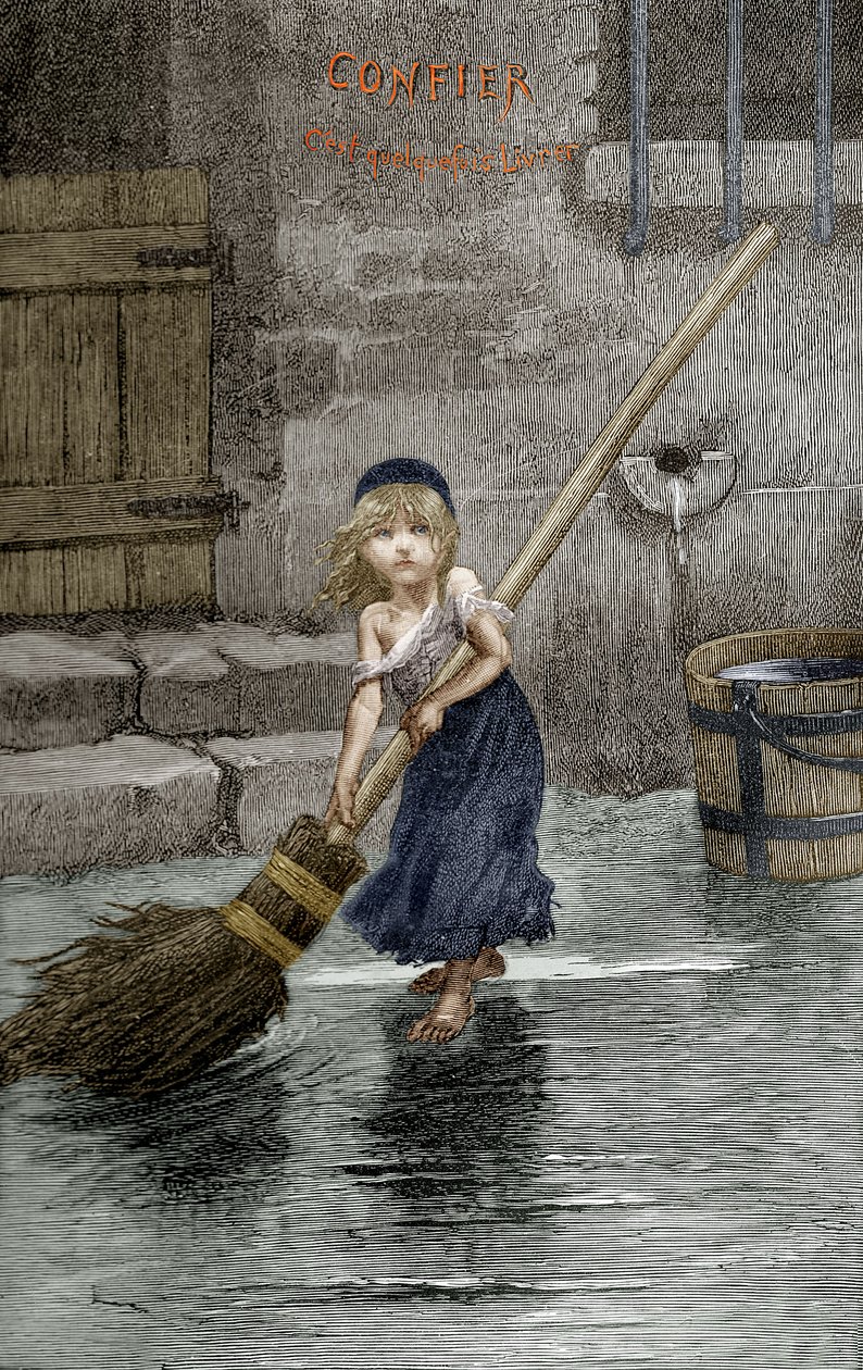 Cosette, ilustração de "Les Miserables" por Victor Hugo, 1862 de Emile Antoine Bayard