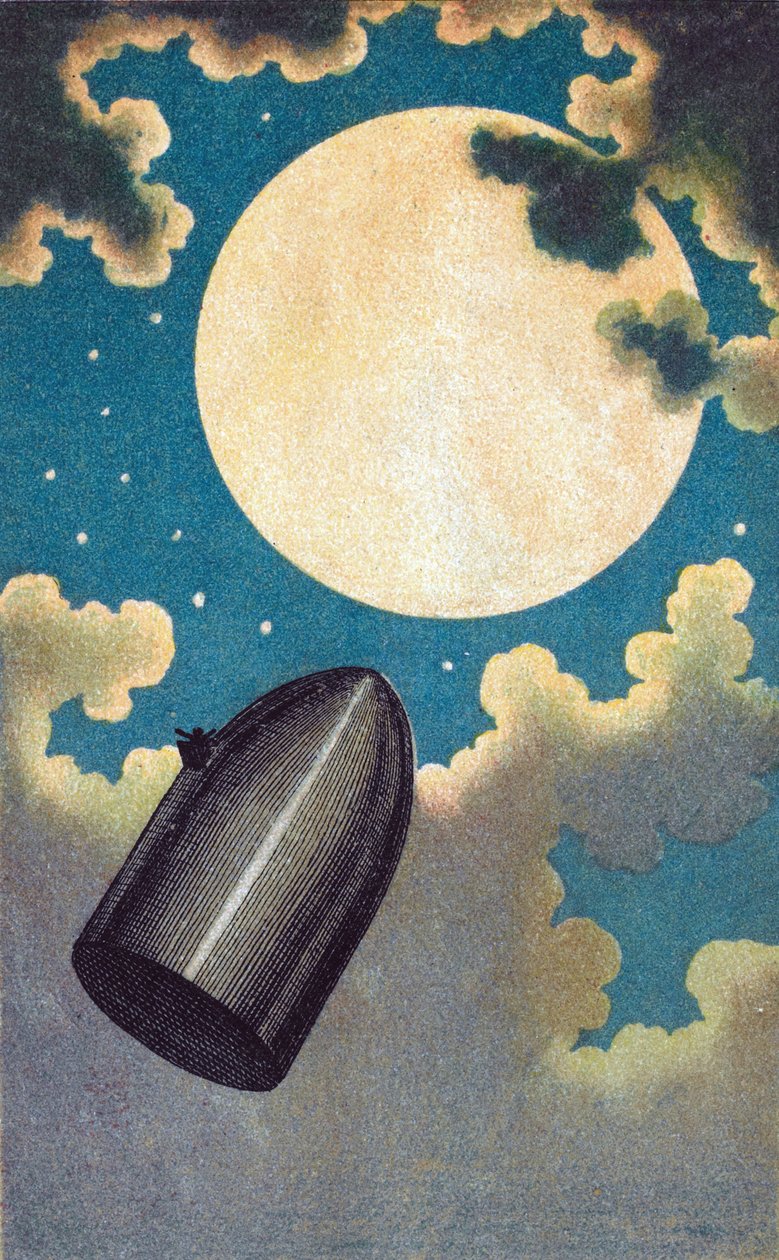 Ilustração para De la Terre a la Lune de Jules Verne - Ilustração para "Da Terra à Lua" de Jules Verne - Emile-Antoine Bayard (1837-1891). Litografia a cores de Emile Antoine Bayard