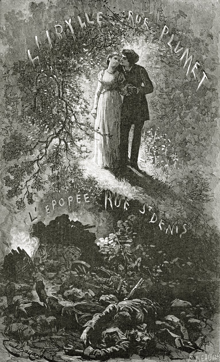 Marius e Cosette, século XIX (gravura de bw) de Emile Antoine Bayard
