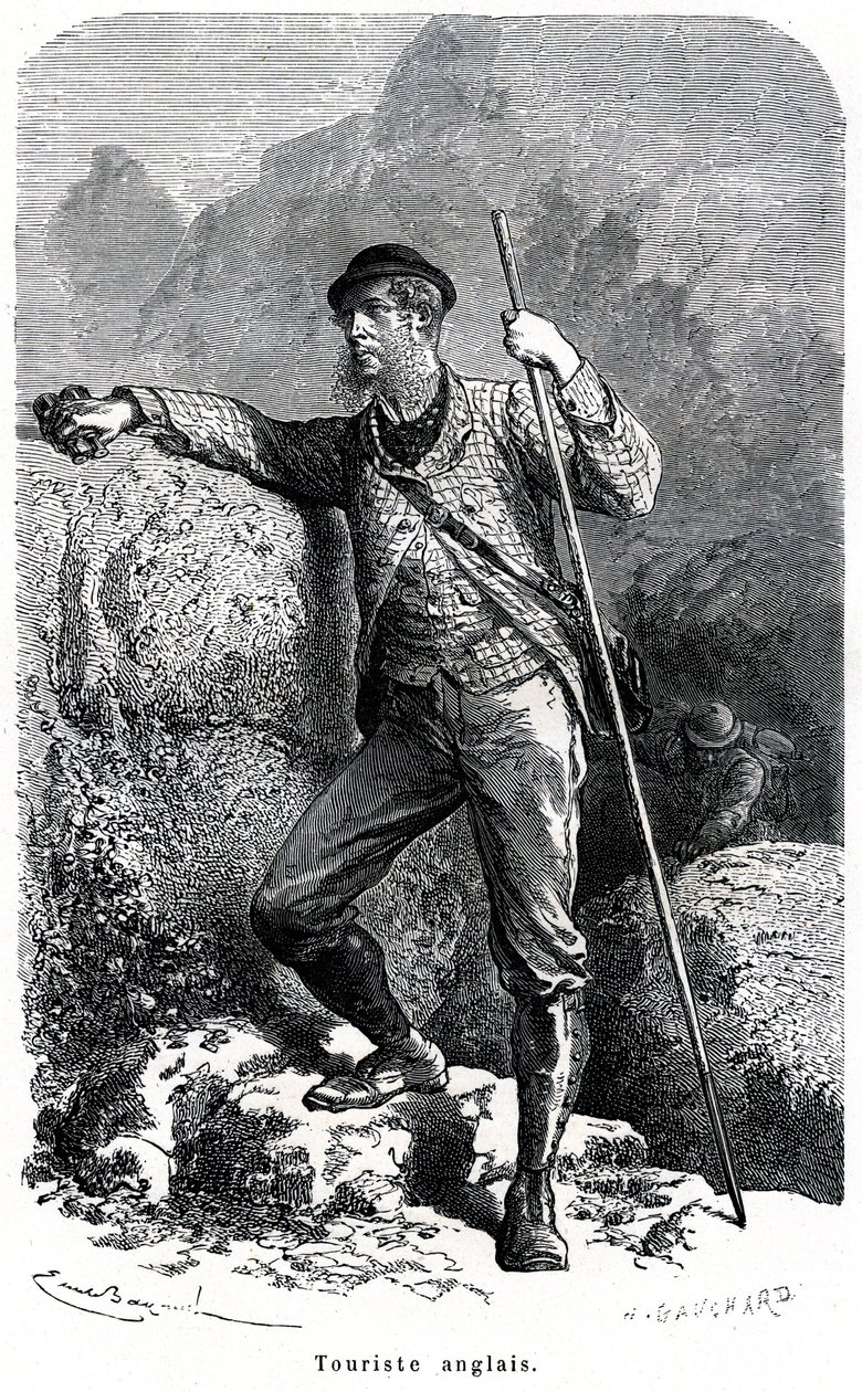 Retrato do turista inglês Emile Bayard - turismo no século XIX - ilustração do livro "Mouros e Personagens dos Povos", edição 1884 - de Emile Antoine Bayard