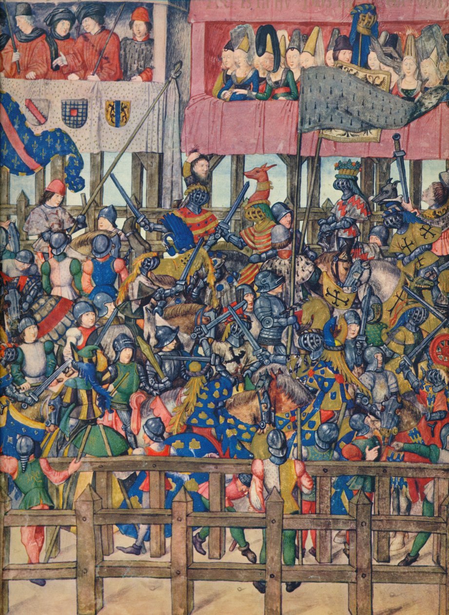 Fim do torneio em Bruges, 11 de março de 1392, século 15, 1937 de Emile Aurele van Moe