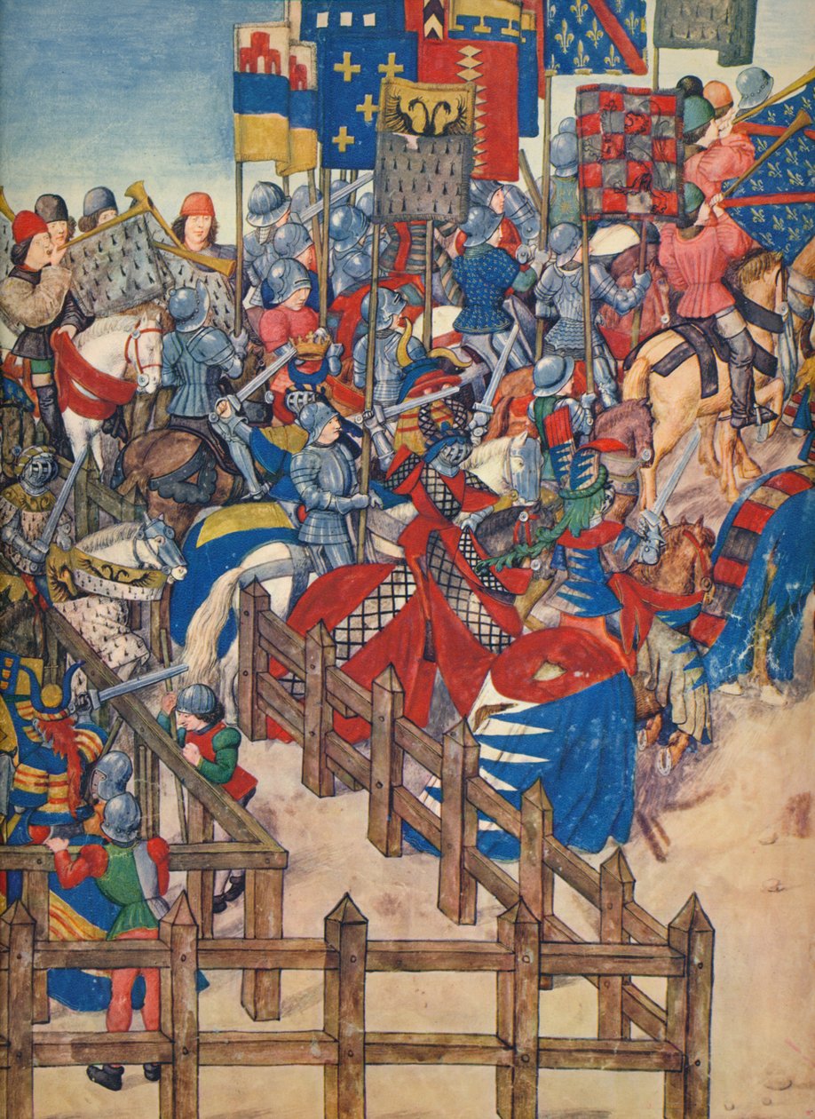 Fim do torneio em Bruges, 11 de março de 1392, século XV, 1937. de Emile Aurele van Moe