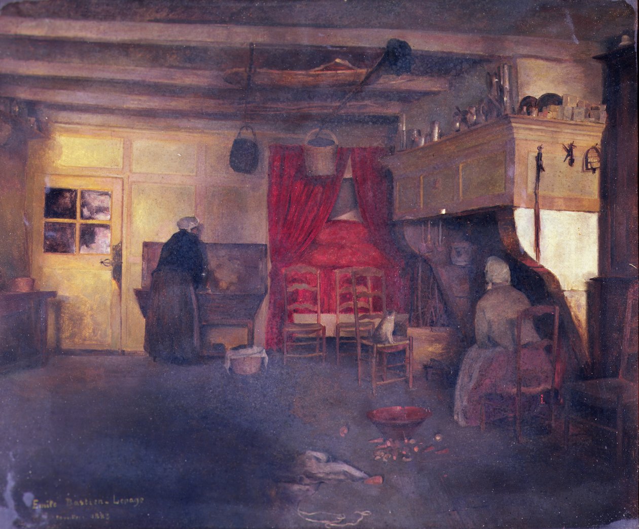 Camponês Interior em Damvilliers, 1882 de Emile Bastien Lepage