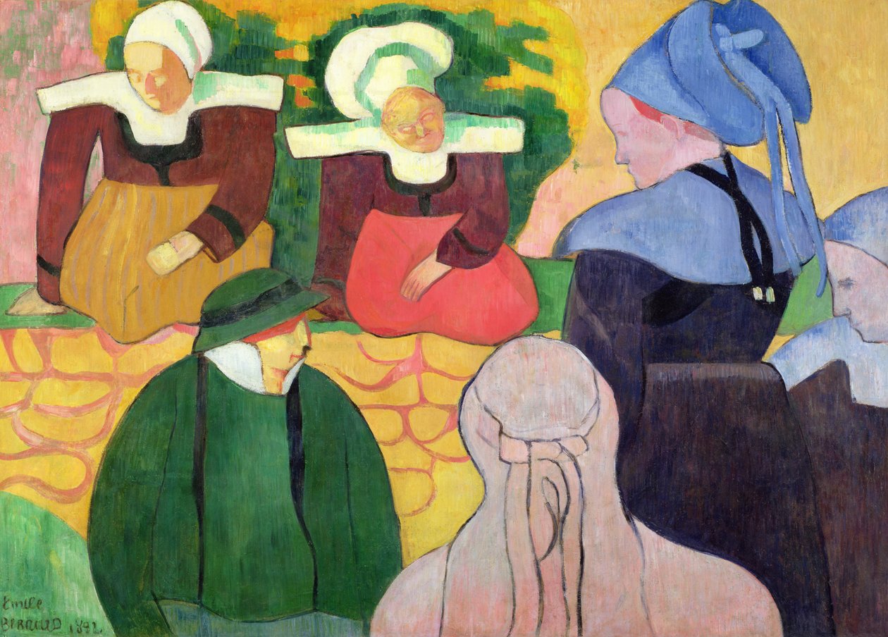 Mulheres bretões num muro de Emile Bernard