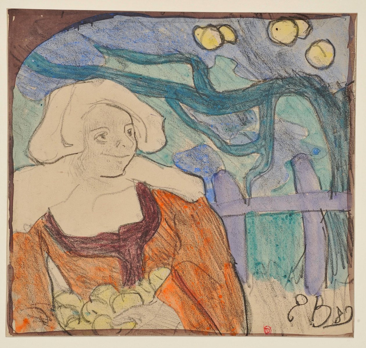 Bretã a apanhar maçãs [prova b] de Emile Bernard