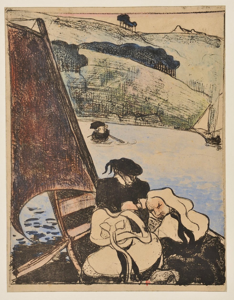 Bretões num barco no Aven de Emile Bernard