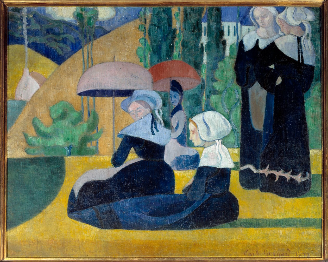 Bretões com guarda-chuvas de Emile Bernard