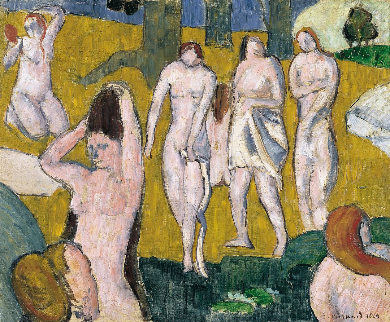 Femmes au bain - Mulheres Banho - Pintura de Emile Bernard (1868-1941) - 1889 - Óleo sobre tela - 47x57,2 - Colecções Thyssen-Bornemisza de Emile Bernard