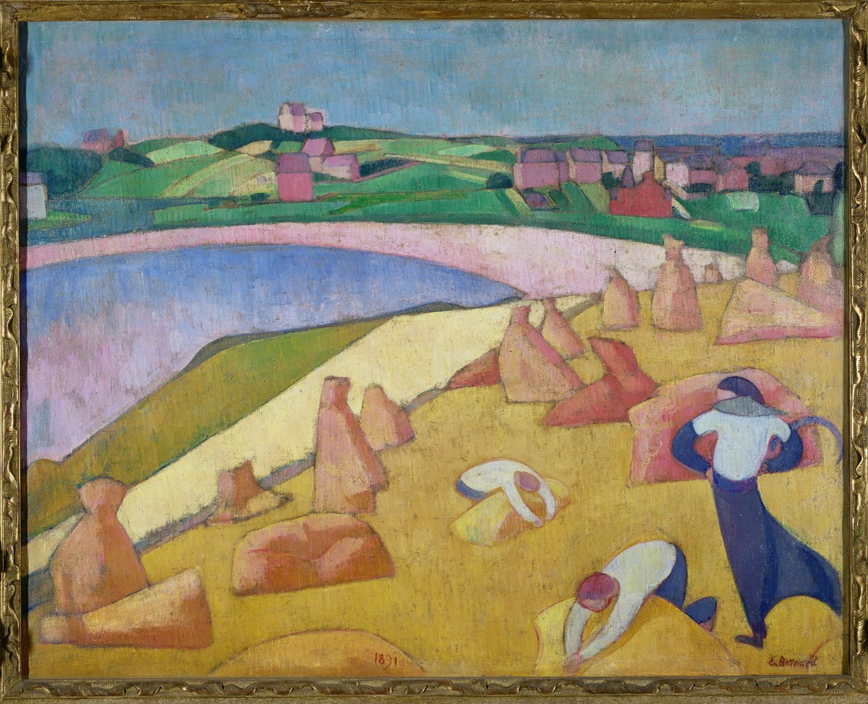 Tempo de Colheita pelo Mar, 1891 de Emile Bernard