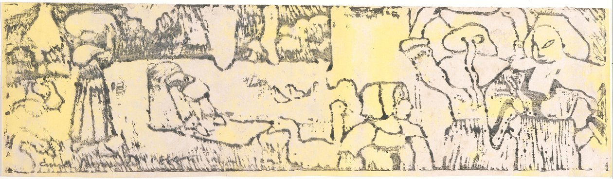 La Lessive (A Lavandaria) (zincografia com coloração à mão) de Emile Bernard