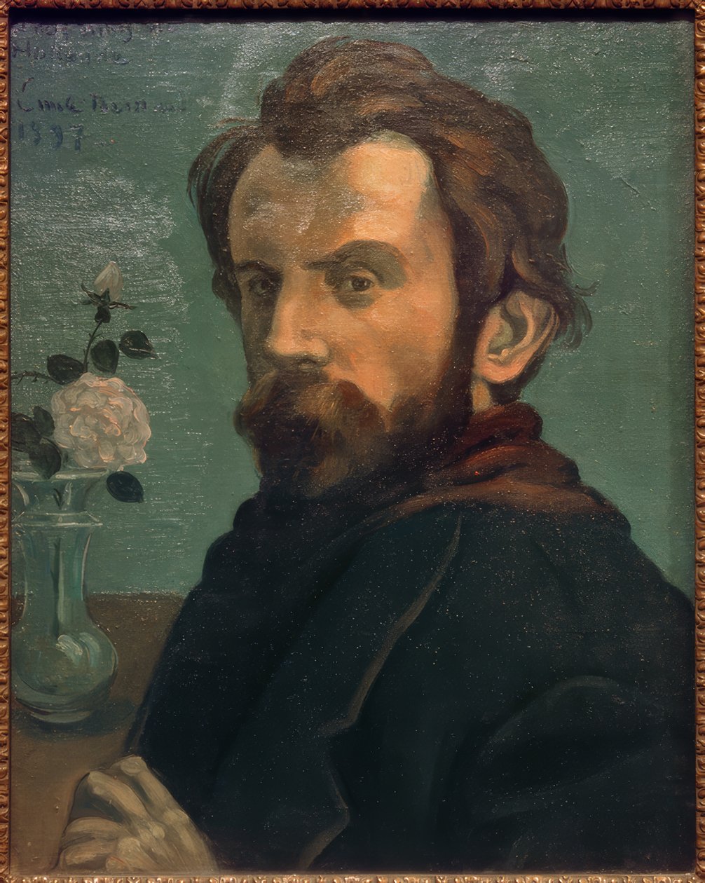 Auto-retrato com vaso de flores de Emile Bernard