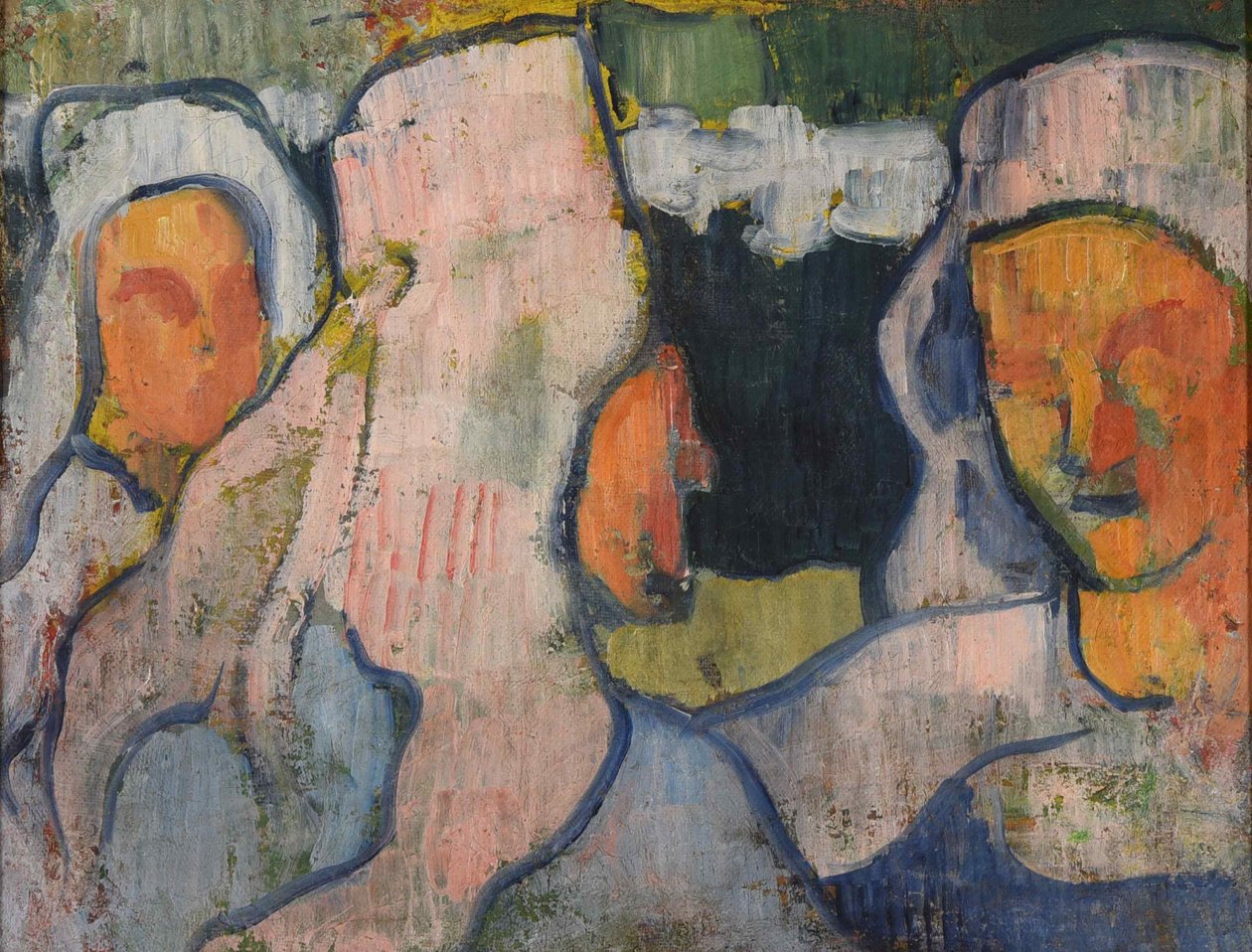 Três bretões no cocar de luto, 1888. de Emile Bernard