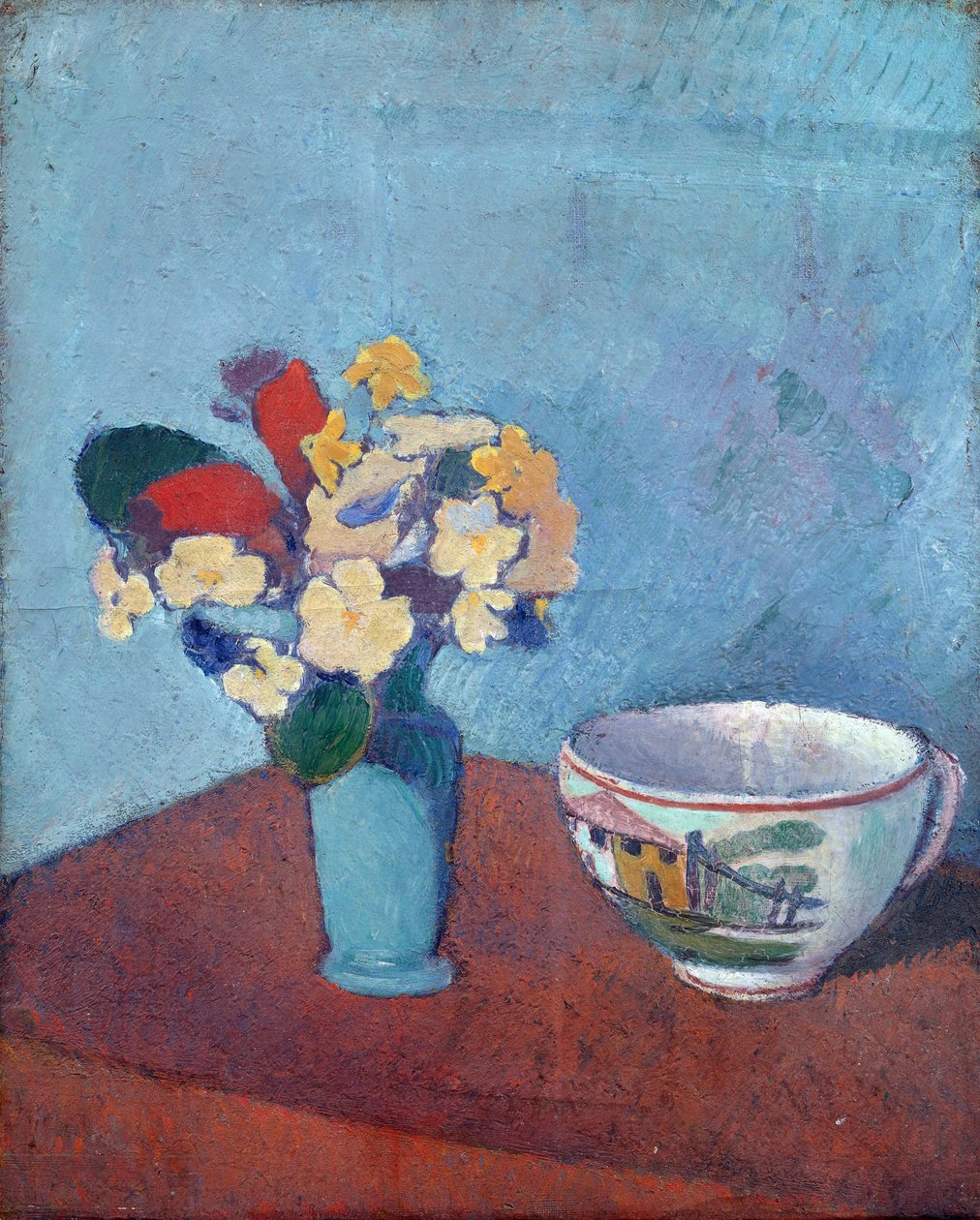 Vaso com flores e chávena - Pintura de Emile Bernard (1868-1941), óleo sobre tela de Emile Bernard