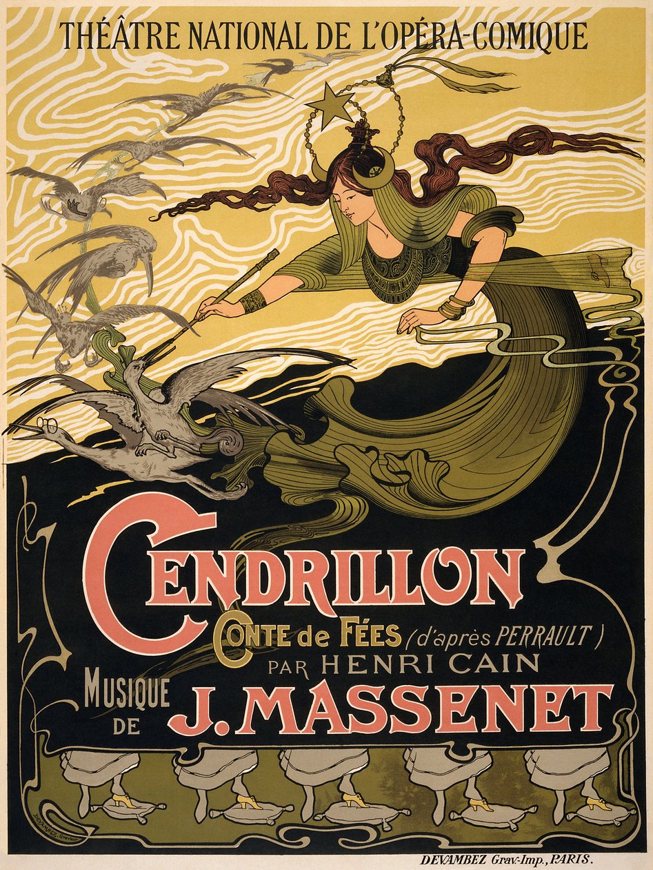 Cartaz para a Ópera Cendrillon de Jules Massenet de Émile Bertrand