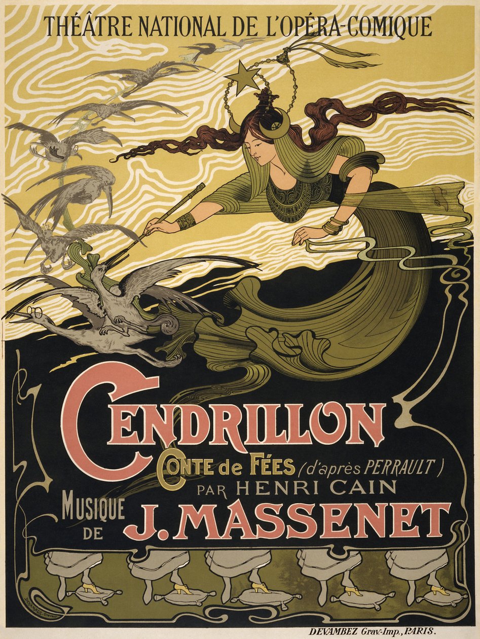 Cartaz para a Ópera Cendrillon de Jules Massenet, 1899 de Émile Bertrand