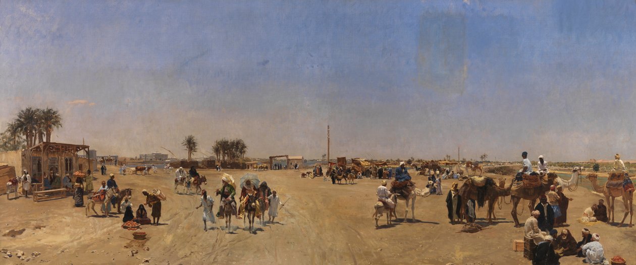 A Ponte Qasr al-Nil no Cairo de Emile Charles Wauters