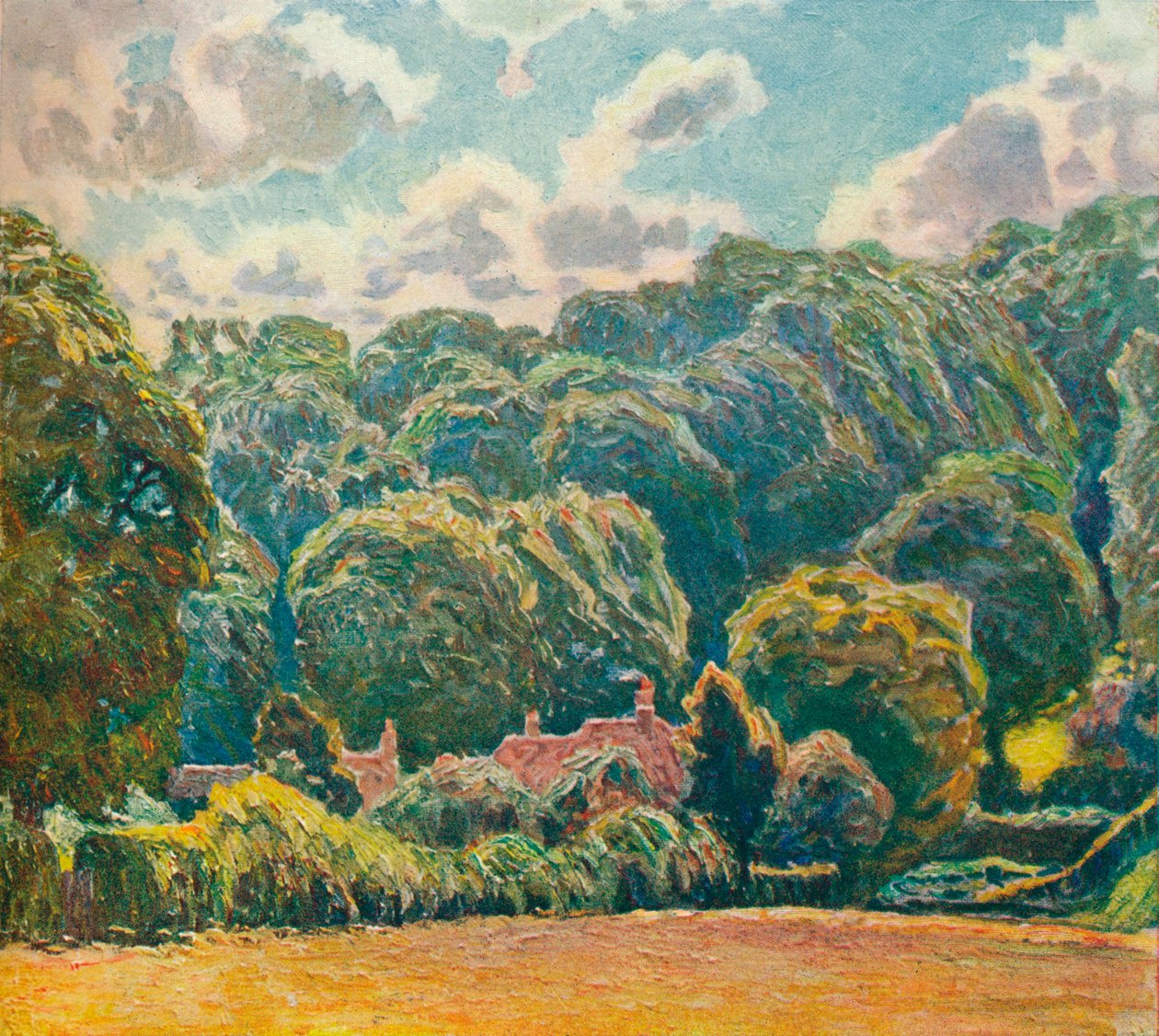 Uma encosta arborizada, Upton Gray, c1914 de Emile Claus