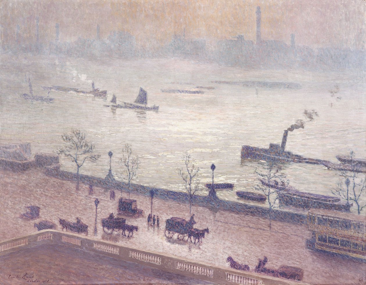 Reflexo da luz matinal no Tamisa em Londres de Emile Claus