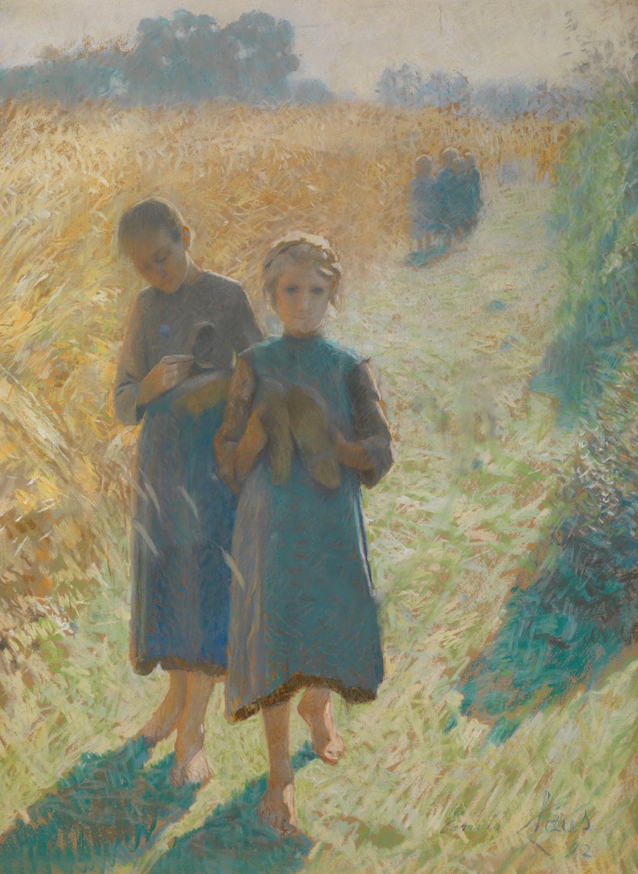 Raparigas no campo de Emile Claus