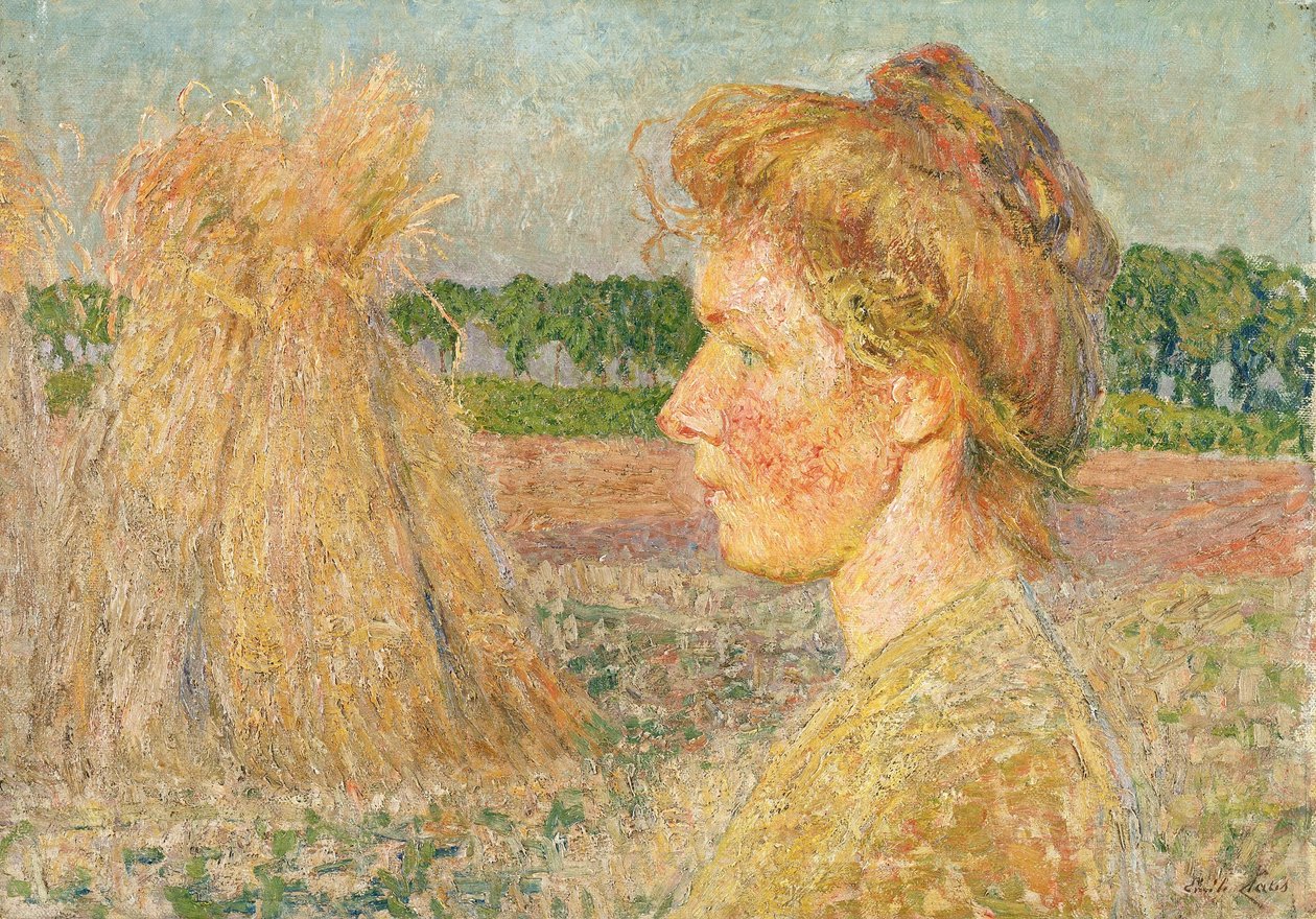 Perfil de mulher e molhos de trigo de Emile Claus