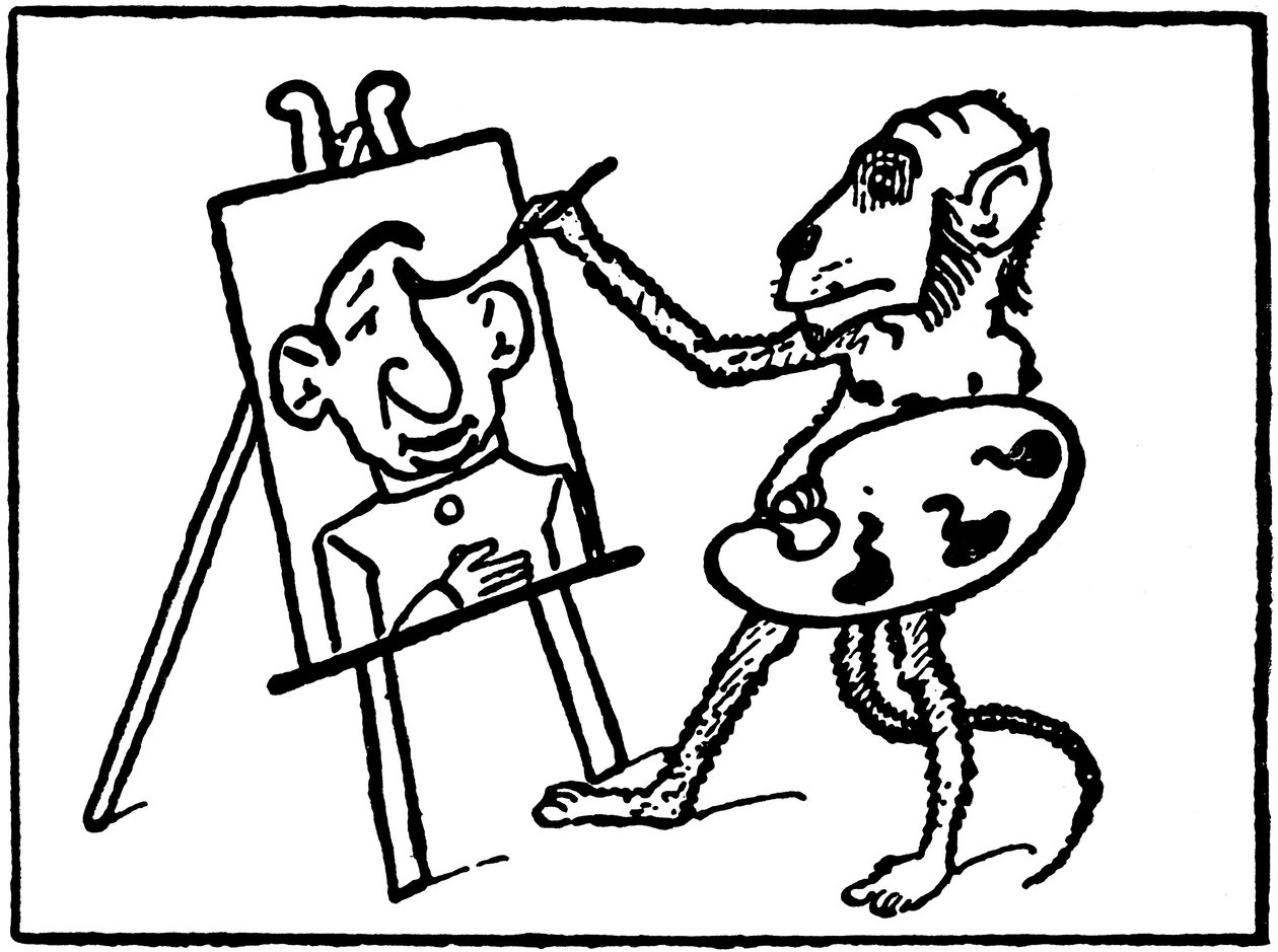 macaco pintor pintando um quadro de Emile Cohl