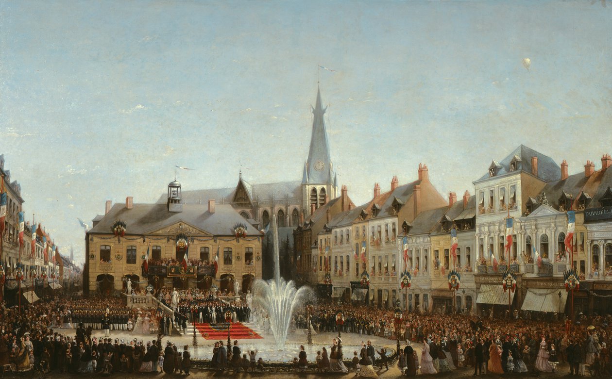 Cerimónia da inauguração da água da Lys em Tourcoing em 1863, 1864 de Emile Defrenne