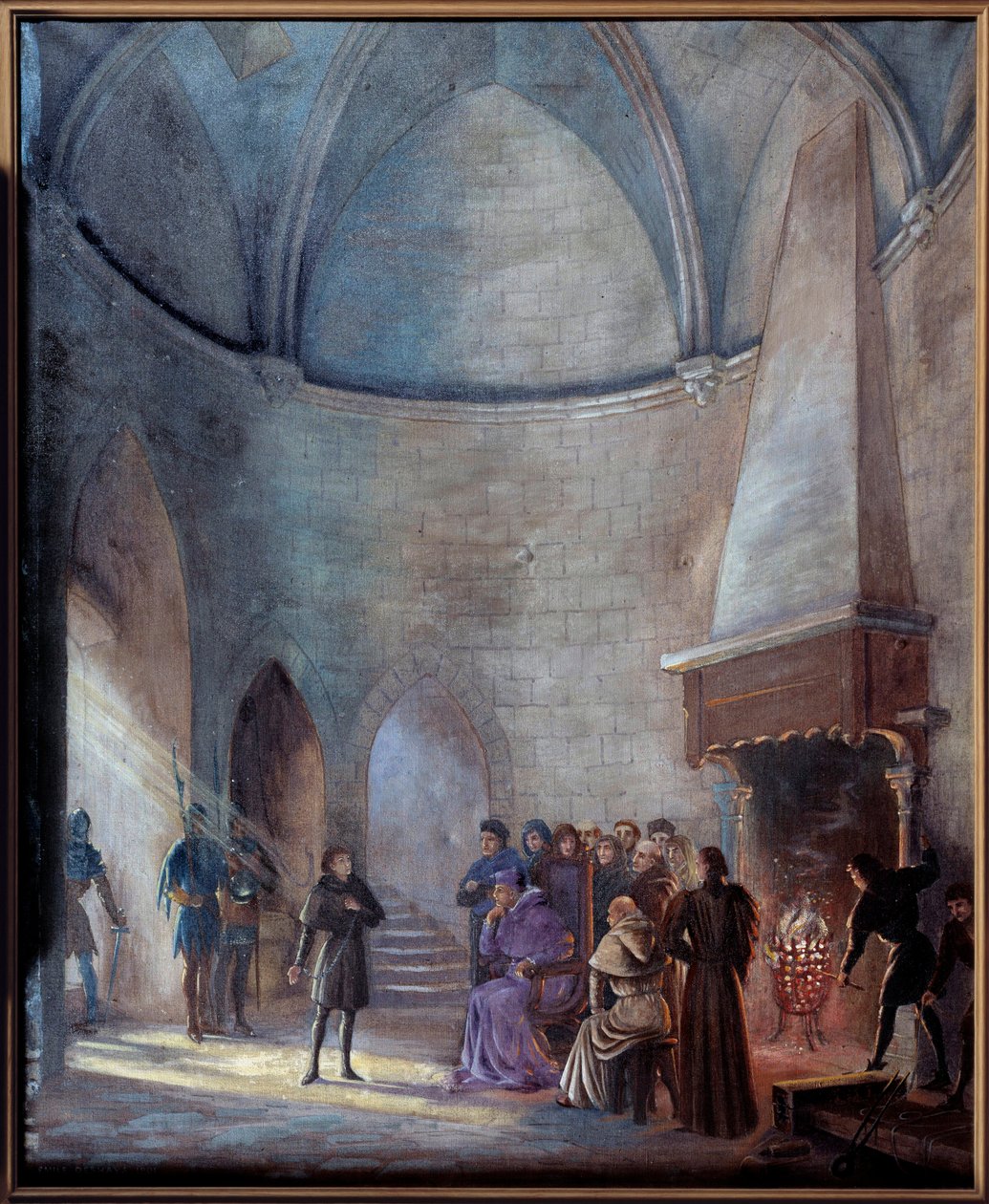 Guerra dos Cem Anos: "Joana of Arc (1412-1431) é questionada pelos juízes" Pintura de Emile Deshays (1875-1946) 1901. Sol. 0,73x0,6 m Rouen, Musee des Beaux Arts Atenção! A utilização desta obra pode ser sujeita a um pedido de autorização de terceiros ou a de Emile Deshays