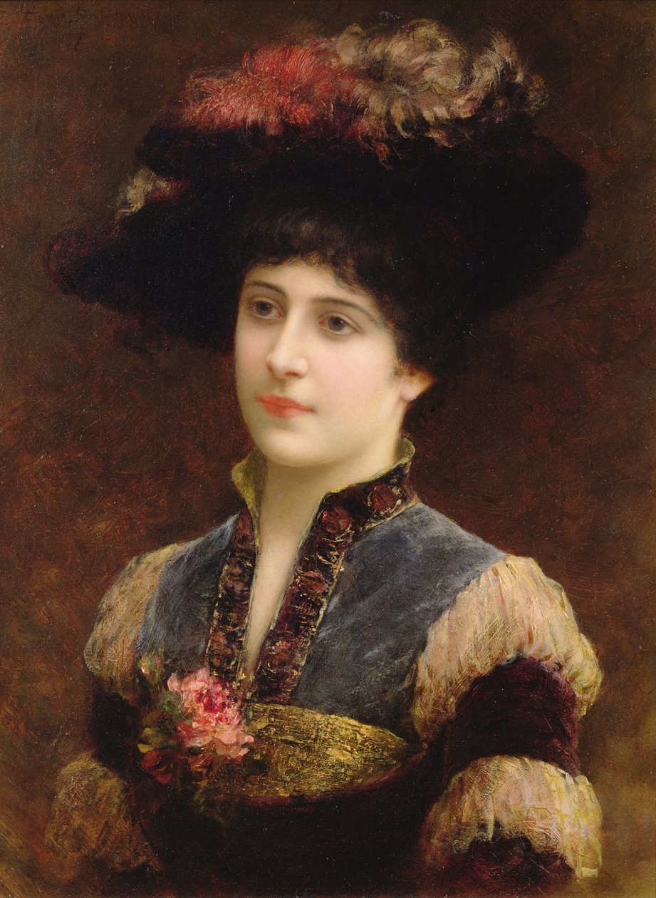 Senhora de chapéu, 1887 de Emile Eismann Semenowski