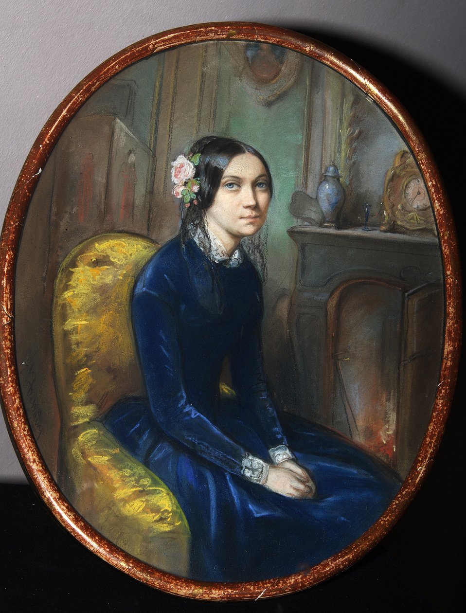 Retrato de Idalia Poletika (?) (Retrato de I. Poletika). Trabalho de Emile Francois Dessain (1808-1882), aguarela e pastel sobre papel de Emile Francois Dessain
