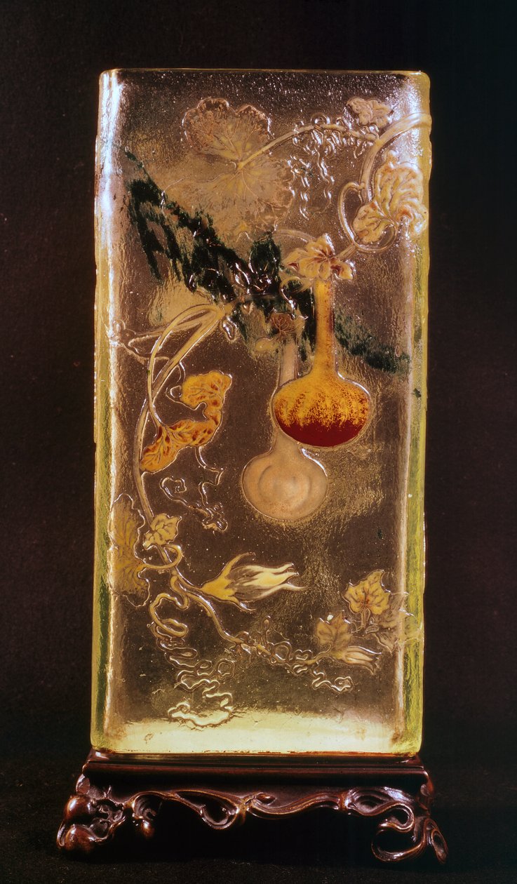 Vaso de vidro com motivos cinesizzanti transparentes e relevo, por Emile Galle (1846-1904), França de Emile Galle