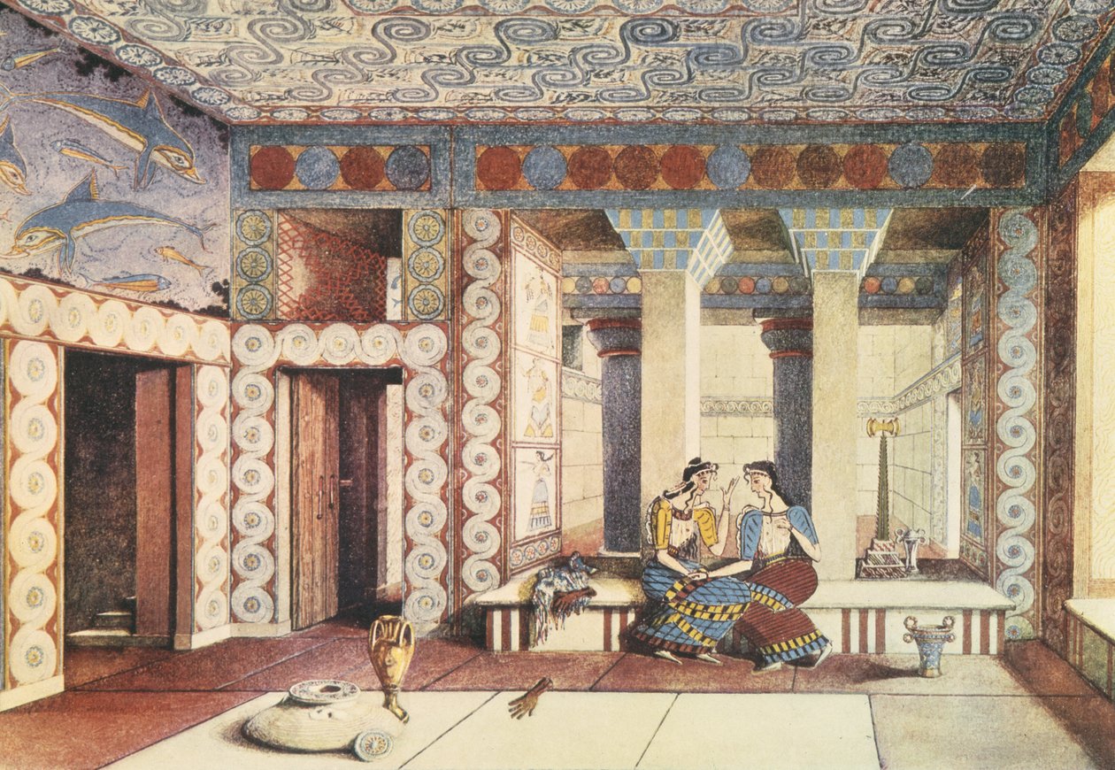 A impressão artística do Palácio de Knossos, Creta, c.1900 (litho) de Emile Gilliéron