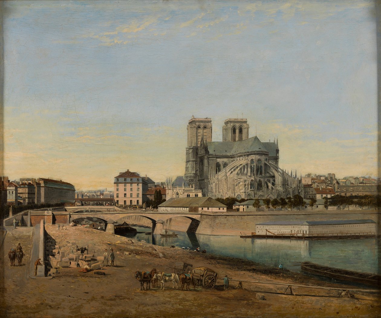 Abside de Notre-Dame, vista do Quai de la Tournelle, 1860. de Emile Harrouart