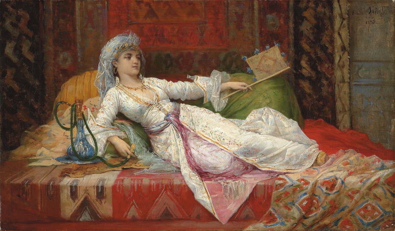 Mulher Turca Reclinada; Mulher turca, deitada em 1895 de Emile Henri La Porte