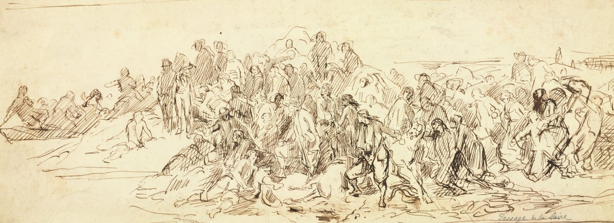 Cruzamento do Loire em outubro de 1793 (tinta no papel) de Emile Jean Horace Vernet