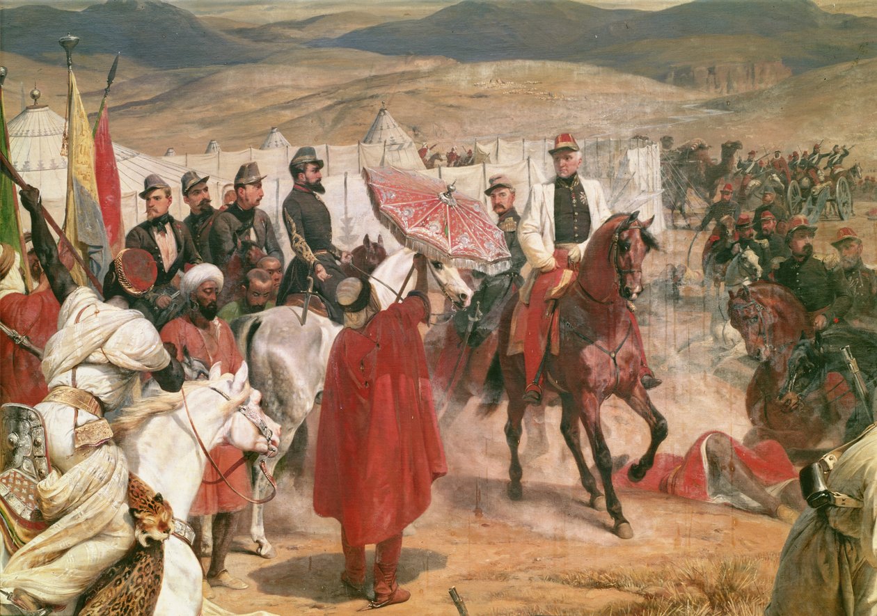 Marechal Thomas Bugeaud (1784-1849) e Coronel Joseph Vantini (Yousouf) (1808-1866) Durante a Conquista da Argélia, 1846 de Emile Jean Horace Vernet