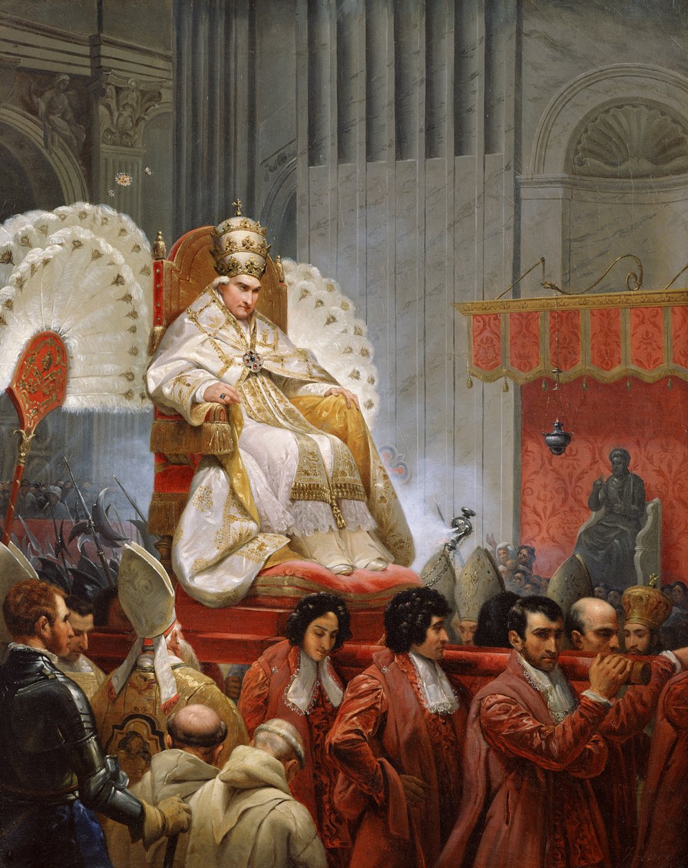 Papa 8 (1761-1830) em St. de Pedro no Sede Gestatória (veja 240240) de Emile Jean Horace Vernet