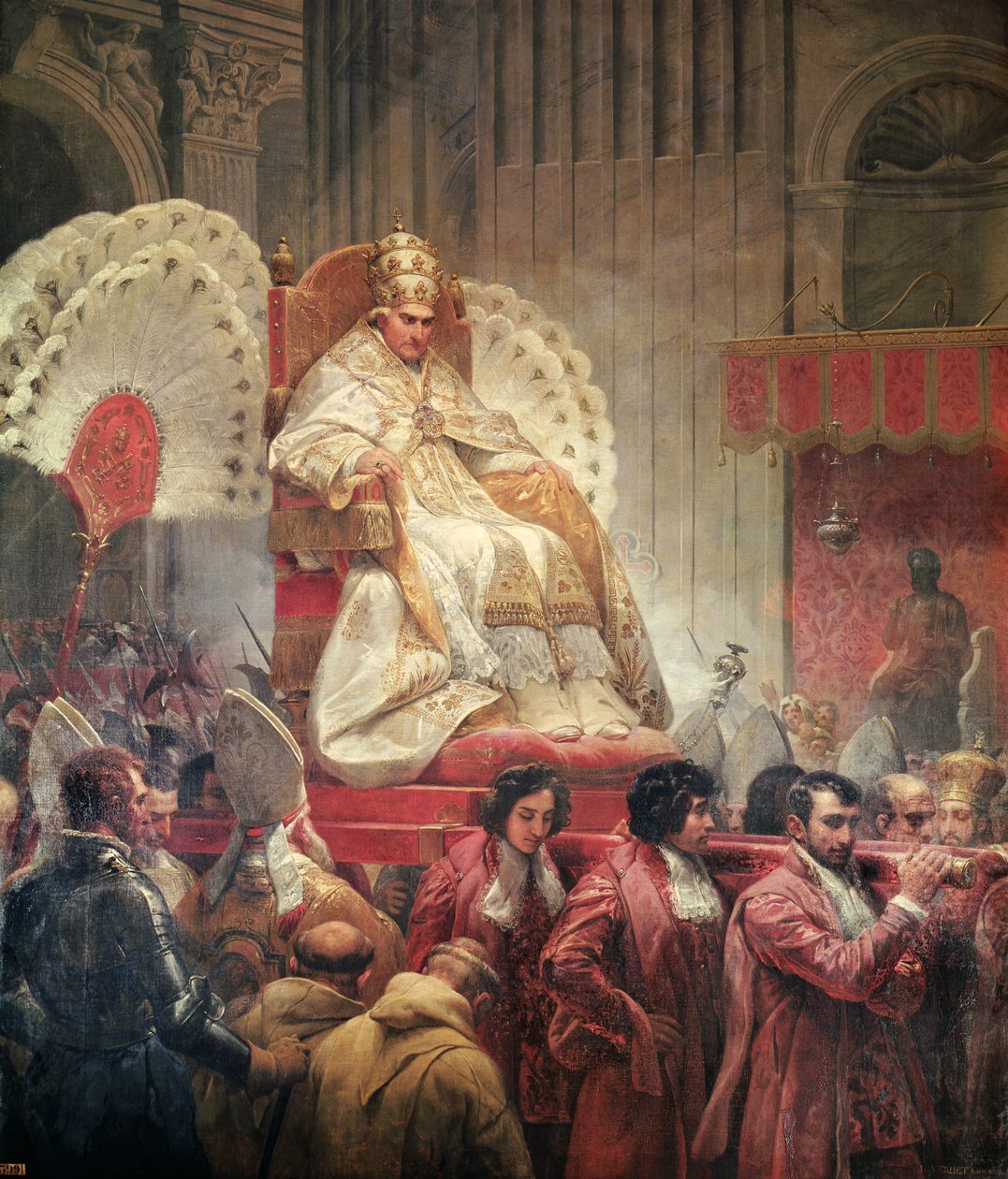 Papa 8 (1761-1830) em St. Peter está na Sede Gestatória de 1829 (ver também 182515) de Emile Jean Horace Vernet