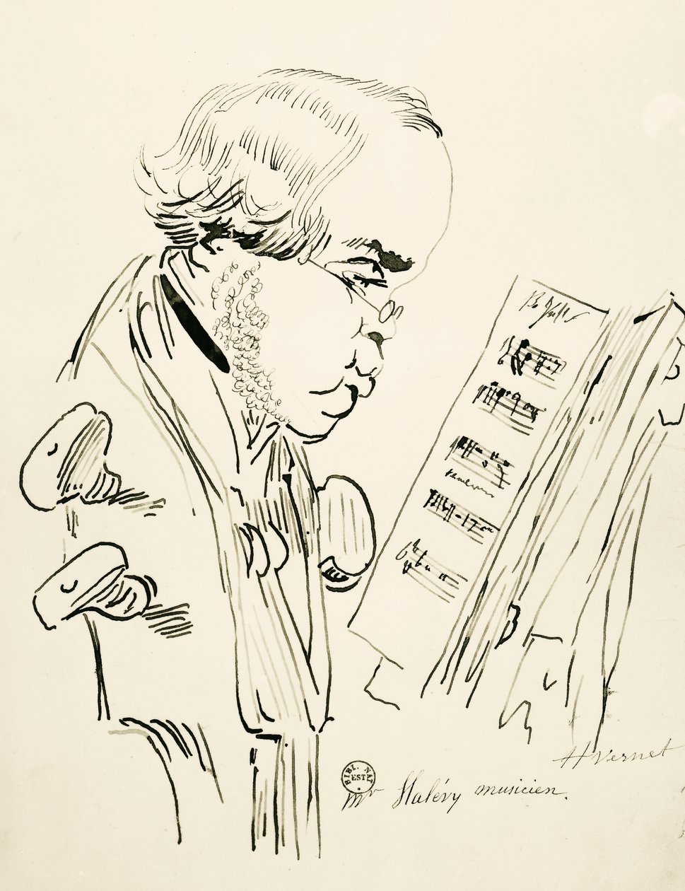 Retrato de Jacques Fromental Elie Levy, conhecido como Halevy (Paris de Emile Jean Horace Vernet