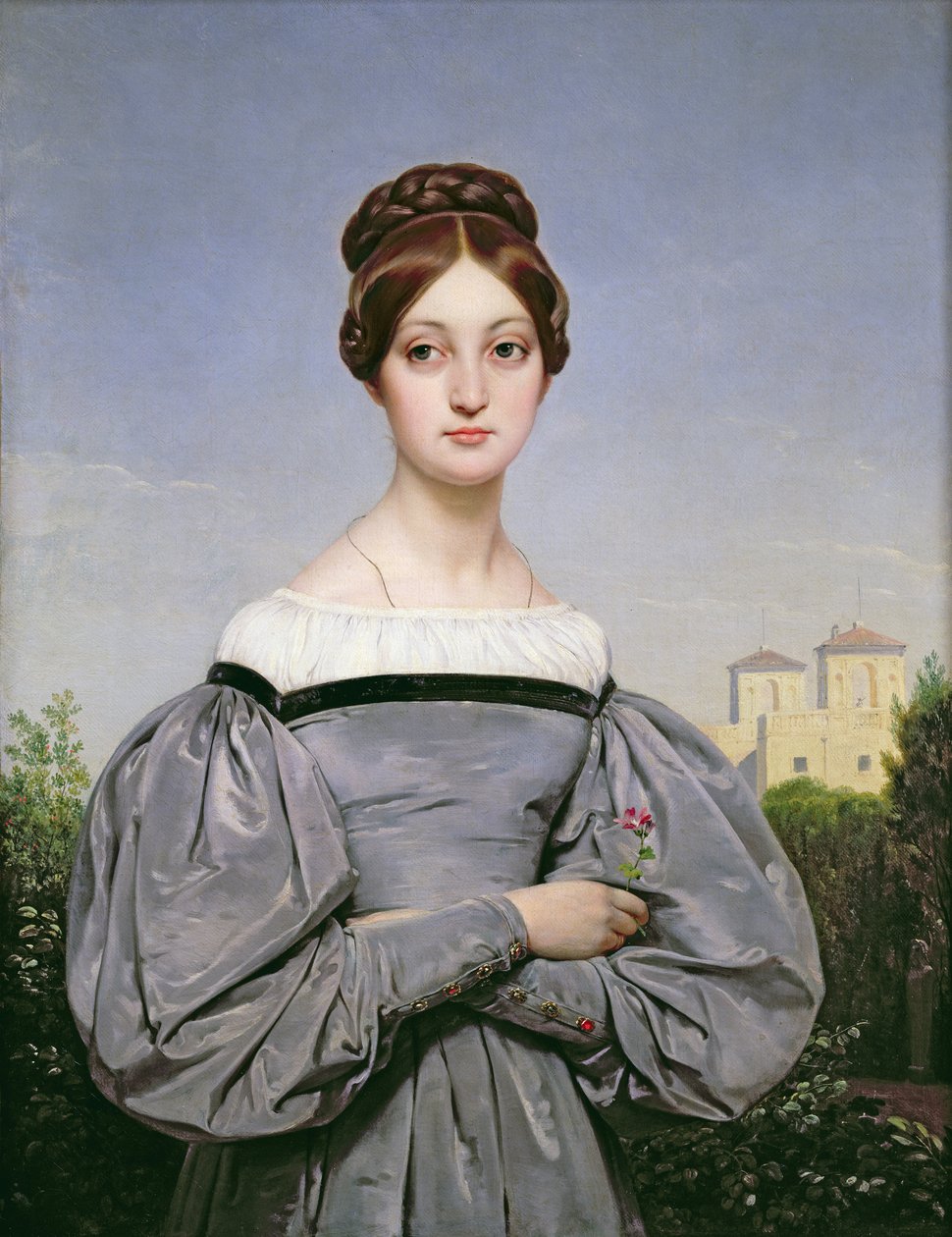 Retrato de Louise Vernet (1814-45) Filha do Artista de Emile Jean Horace Vernet