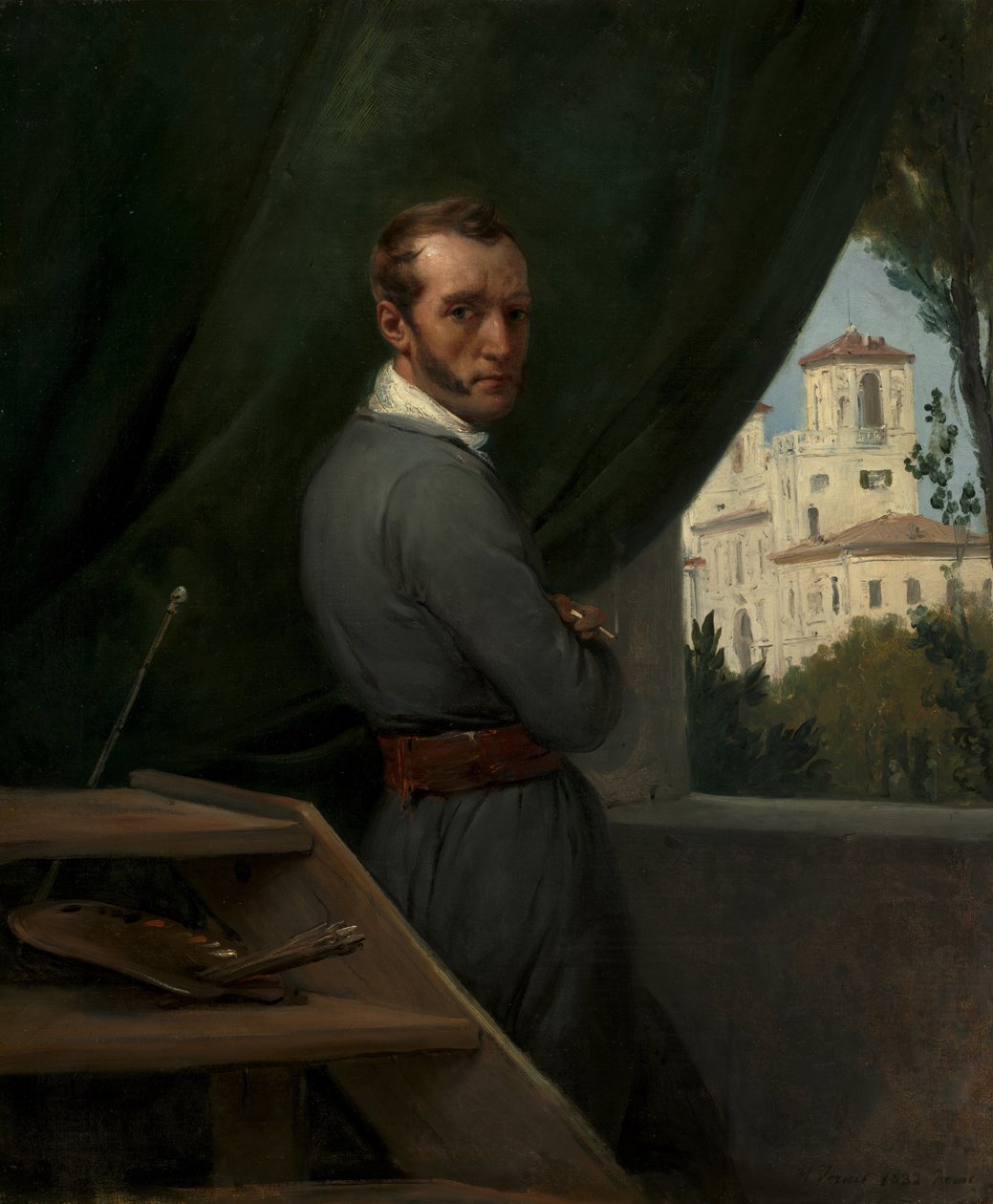 Auto-retrato em Roma, 1832 de Emile Jean Horace Vernet