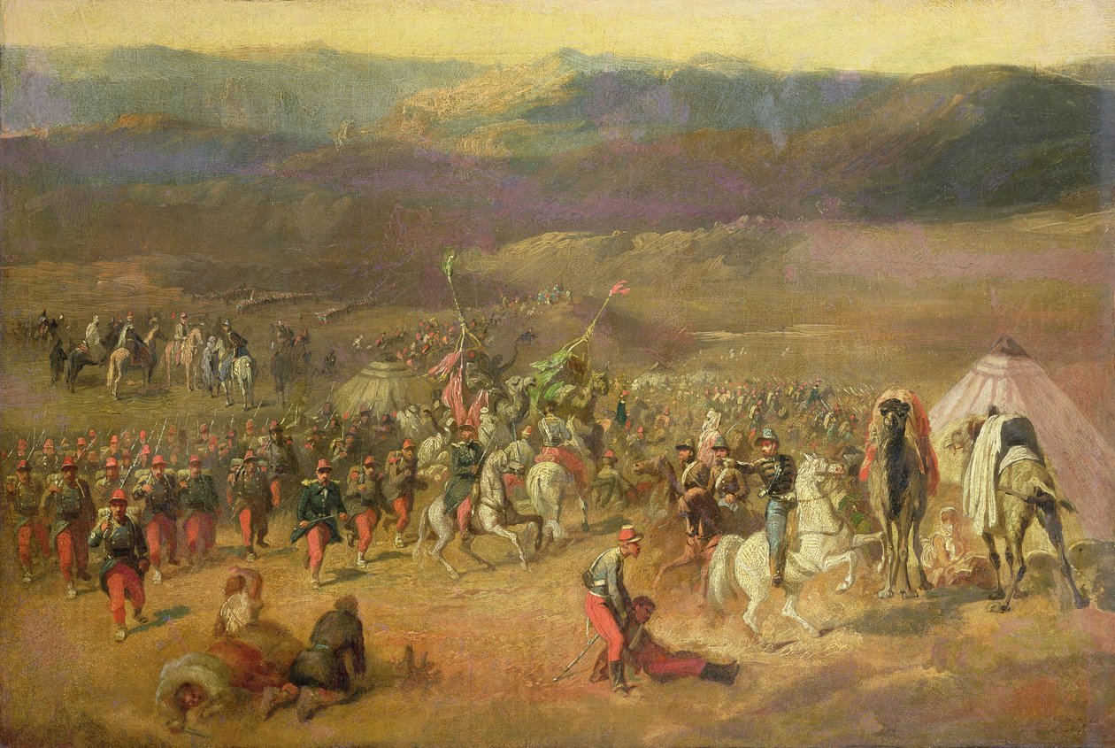 A captura do séquito de Abd-el-Kader (1808-1883) ou, A batalha de Isly em 14 de agosto de 1844, 1844-63 de Emile Jean Horace Vernet