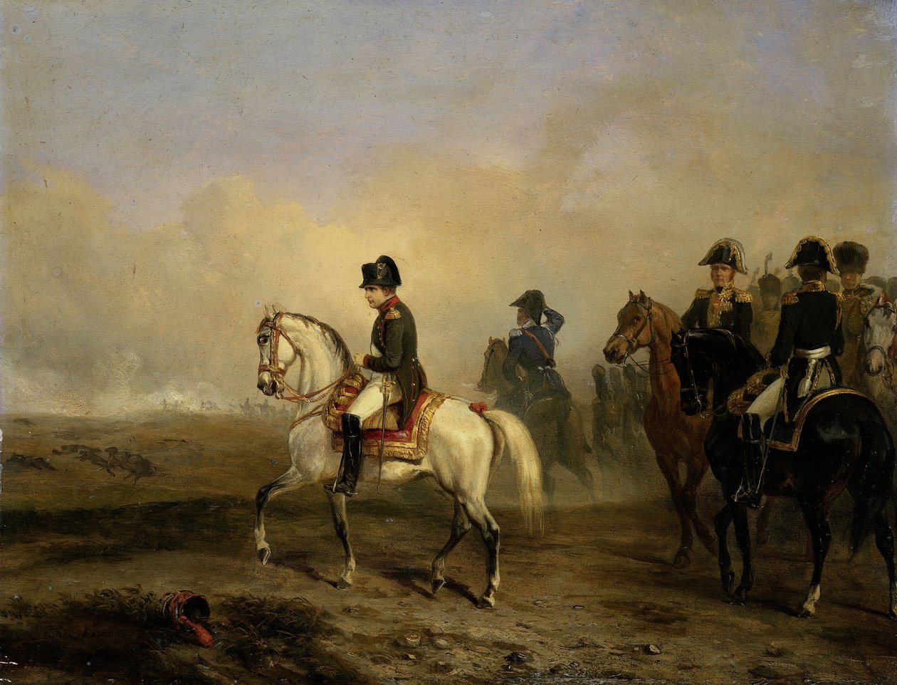 O imperador Napoleão I e sua equipe a cavalo de Emile Jean Horace Vernet