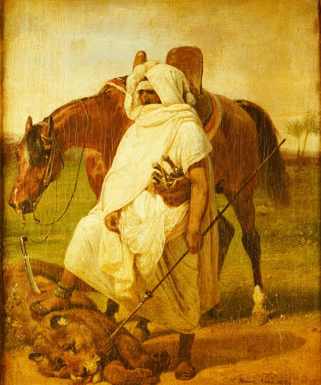 O caçador de leões, 1833 de Emile Jean Horace Vernet
