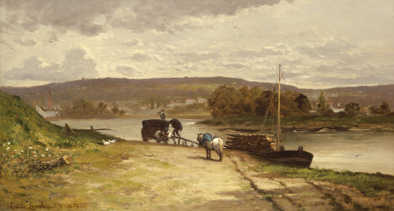 Paisagem do rio, 1837 de Emile Lambinet