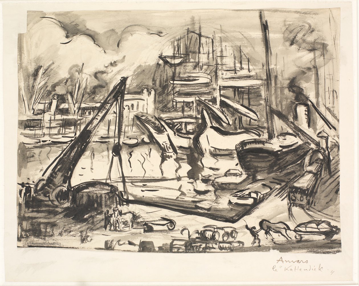 A bacia do porto Kattendick em Antuérpia. de Emile Othon Friesz