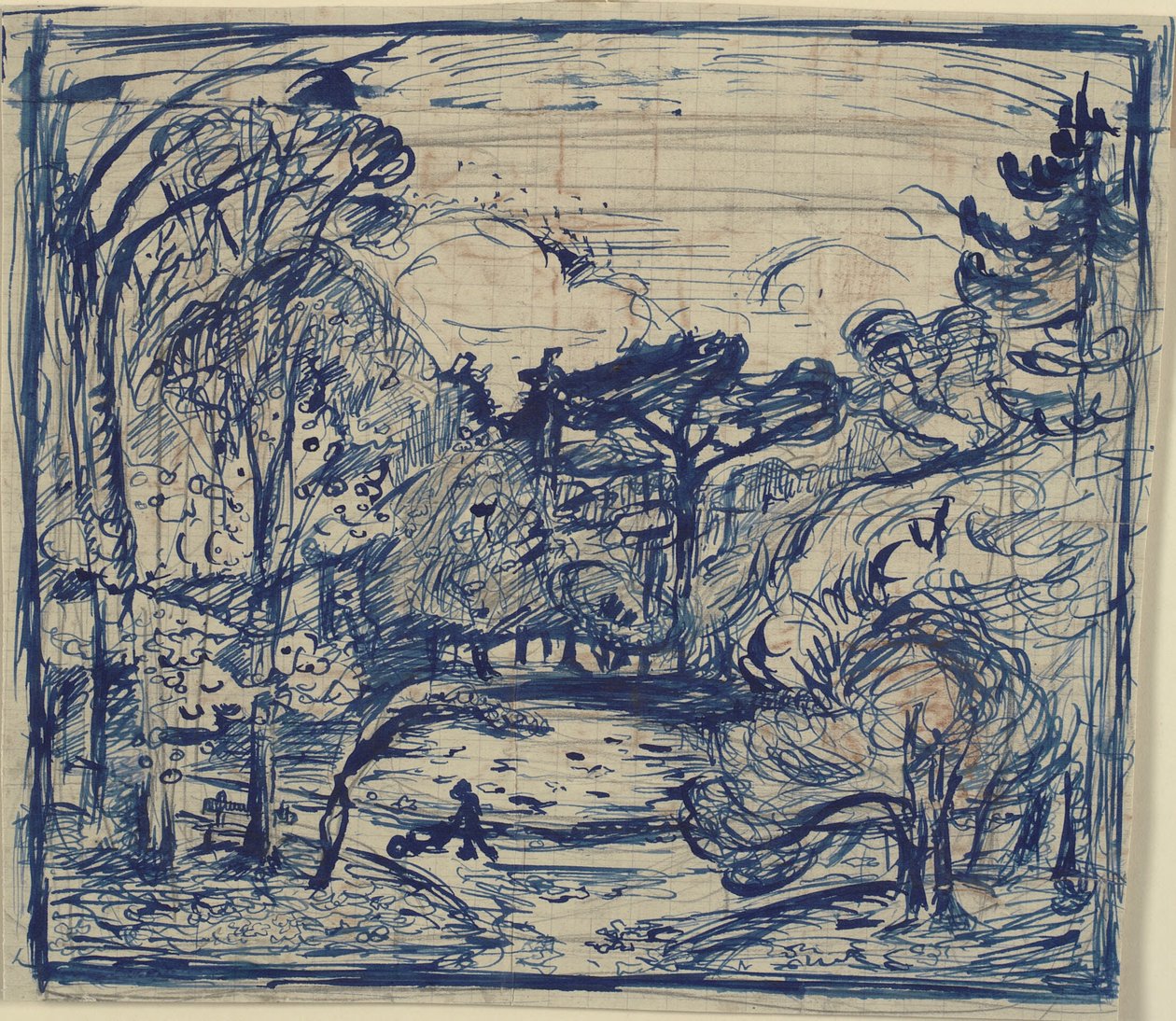 Skovinterieur med braendehugger. A Côte de Grace, Honfleur. de Emile Othon Friesz