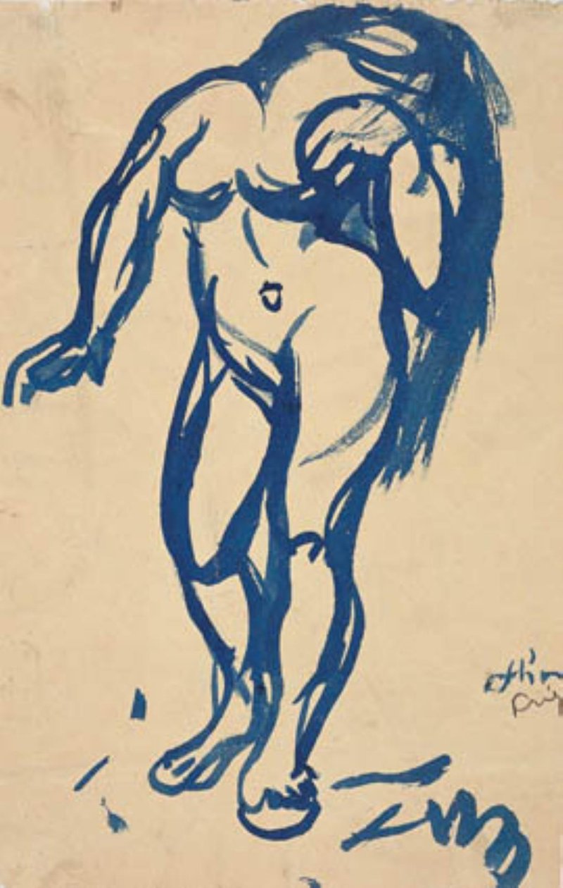 Mulher em pé com o cabelo solto. de Emile Othon Friesz