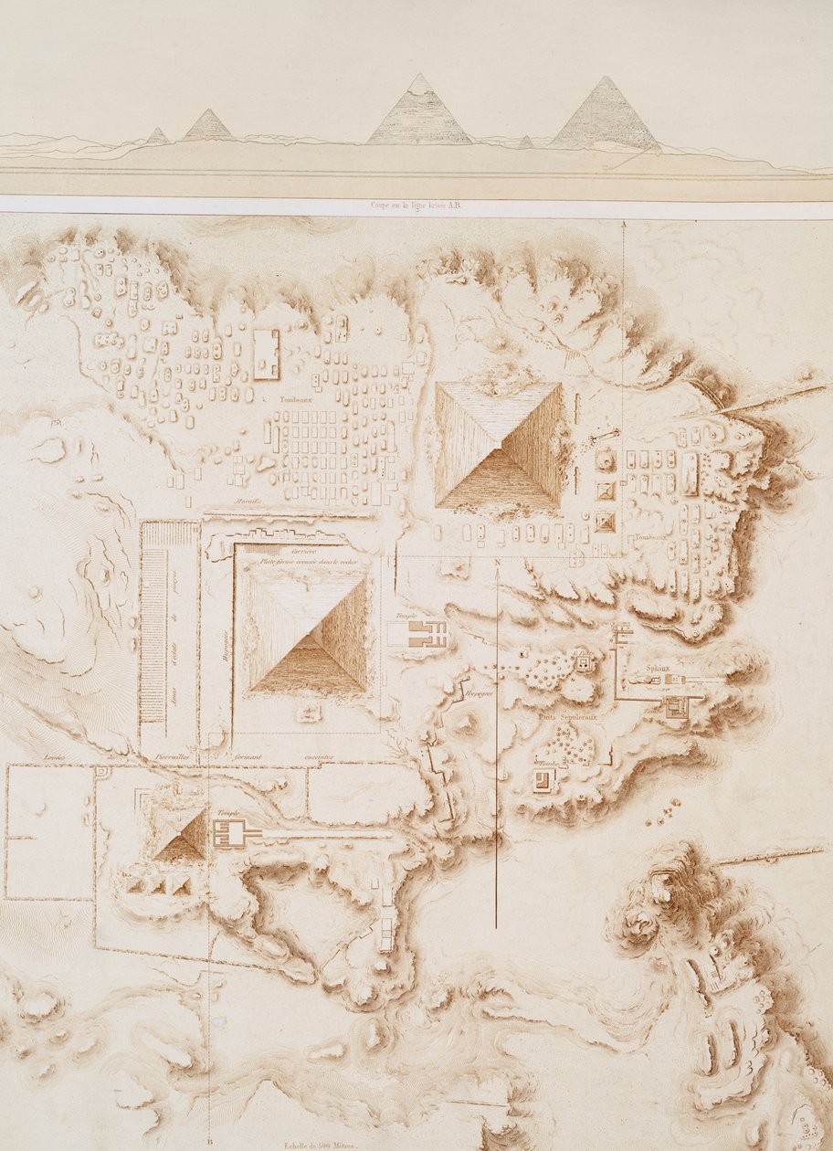 Plano de parte da necrópole de Memphis, planalto de Gizé de Emile Prisse dAvennes