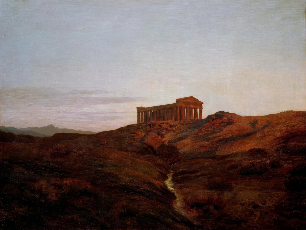 Terra antiga, o templo de Segesta na Sicília de Marie Auguste Emile Rene Menard