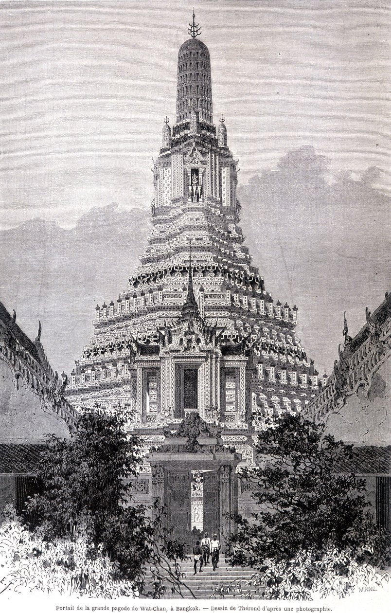 Portal do Grande Pagode Wat-Chan, Banguecoque. Desenho de Thérond. de Emile Theodore Therond